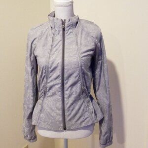LULULEMON Grey Self Printed Size 4 Zip up Jacket